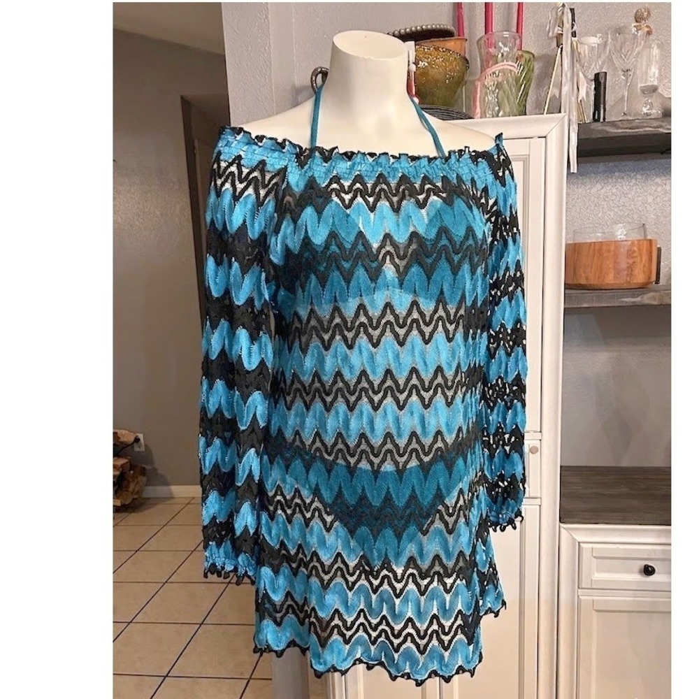 Crochet Lace Sheer Off Shoulder Dress XLarge Beach Vacation Spring